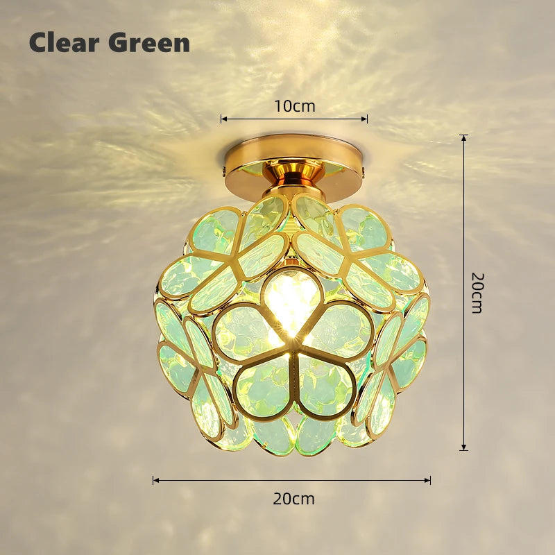 12W Nordic Flower Ball LED Ceiling Lamp E27 Tiffany Iron Acrylic Petal Inlaid Chandelier Aisle Corridor Home Decor Ceiling Light