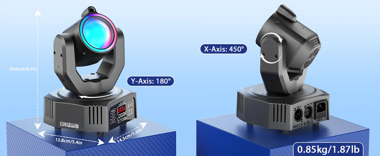 Mini 30W Spot Beam Moving Head Light LED 4IN1 RGBW Effect Strobe Stage Light DMX Sound Activated DJ Disco Bar Party Light