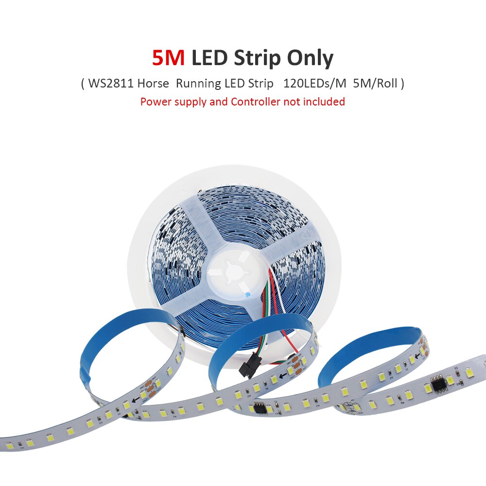 DC24V 10M WS2811 Horse Race LED Strip 2835 120Led/m Running Water Flowing Light with Wireless Controller Cool Natural Warm White