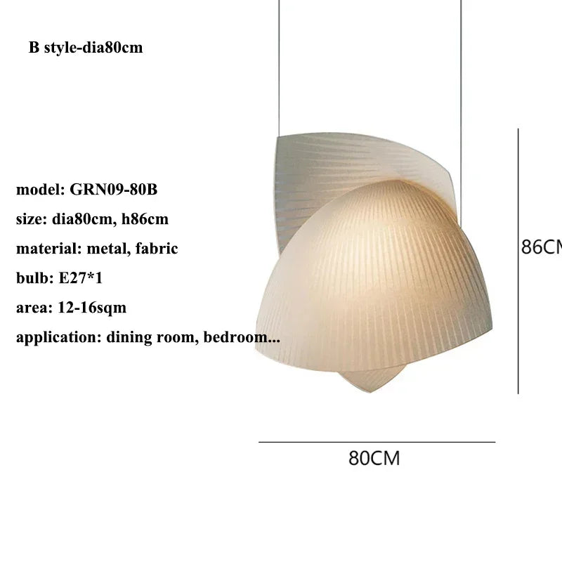 Japanese Wabi-sabi Style Modern Fabric Living Room Bedroom Chandelier Restaurant Art Shell Pendant Lights Home Decor Soft Light