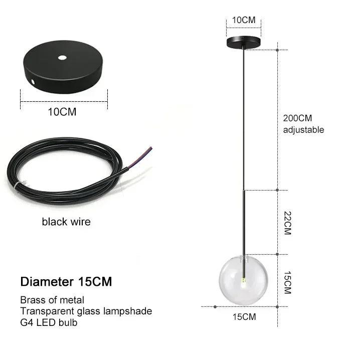 Nordic Modern Chandelier Pendant Lights Fixture Glass Ball Lampshade Bedroom Dining Room Hanging Lamp Restaurant Decors Luster's