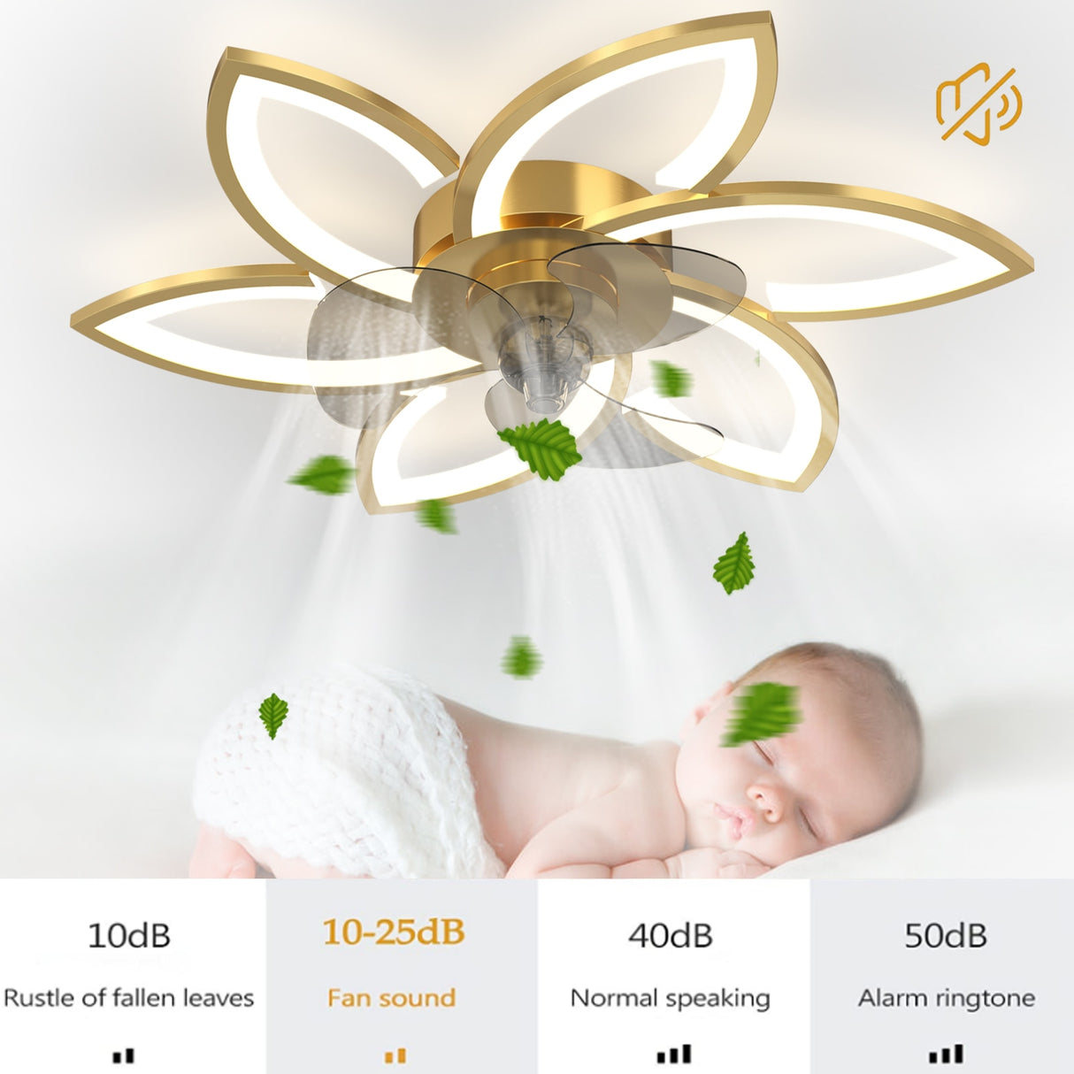 Modern led quiet ceiling fan with light with remote control/app timer creative 6 lights design fan with lamp,