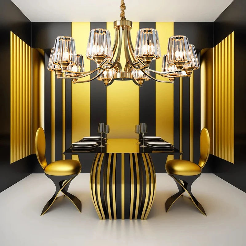 Modern Nordic Retro Luxurious Gold LED Pendant Chandelier Living Room Bedroom Home Decor Hanging Lights Lighting Fixtures Luster's