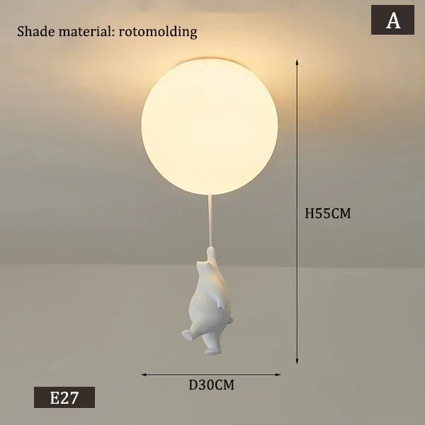 Designer Polar Bear Cartoon Pendant Chandelier - LED Resin Kid's Room Light