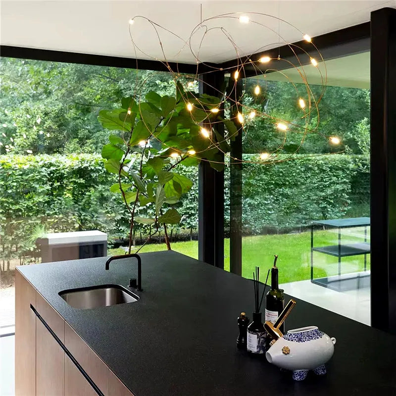 Flock of Light LED Chandelier art Firefly lamp Engineering minimalist dining lamp Hotels foyer Kitchen island counter star Lamp