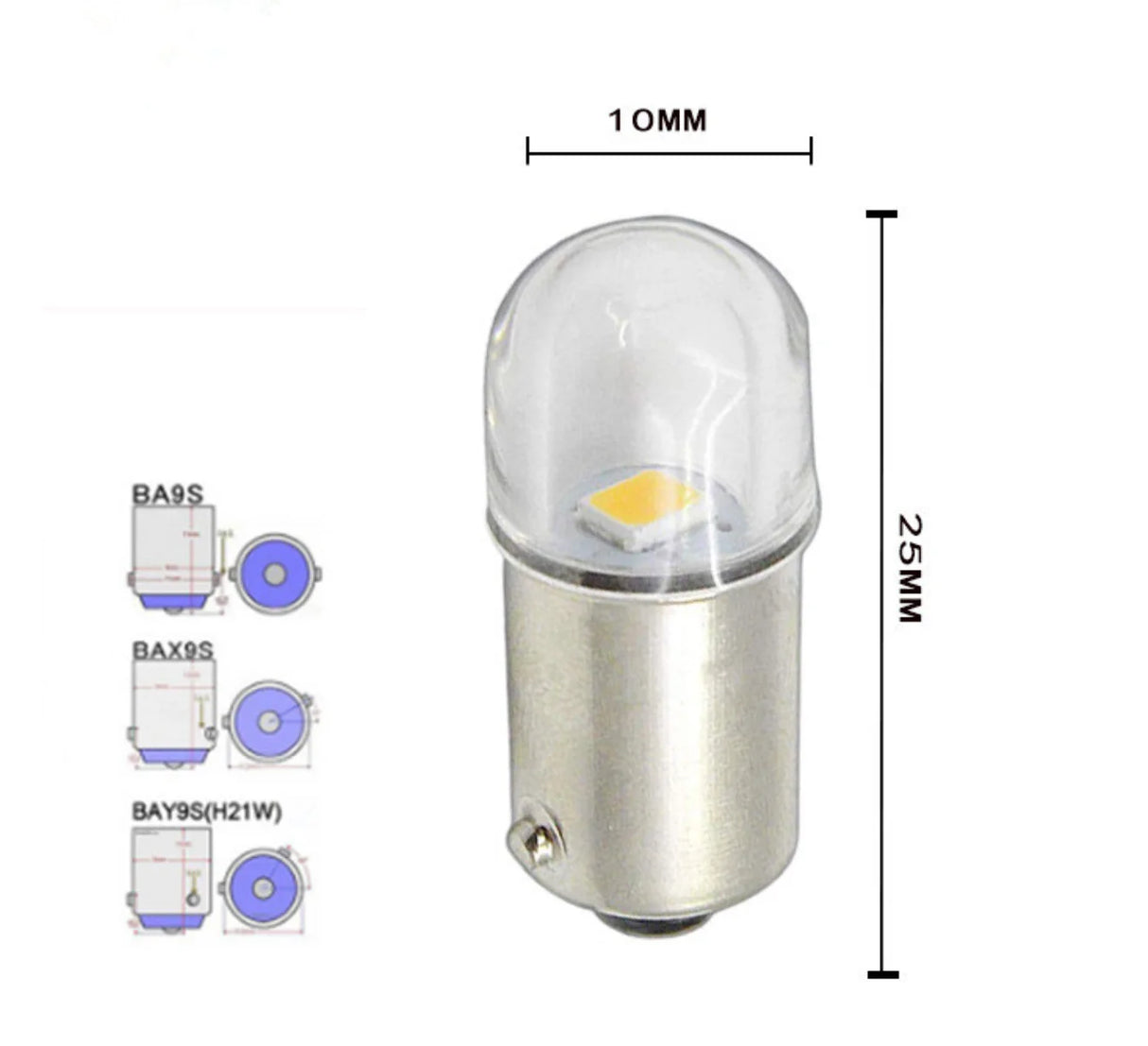 4PCS Led Bulb BA9S BAX9S BAY9S BAW9S 1SMD2835 6v 12v 24v Car Interior Dome Trunk Light Motorcycle Side Parker Lamp