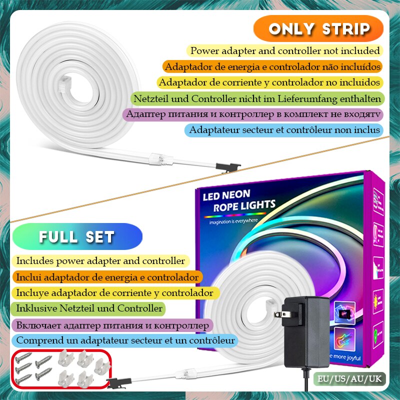 Neon LED Strip Lights With Music Sync 10M/32.8ft 84LEDs/M Addressable Neon Rope Light Work with Alexa Google Assistant