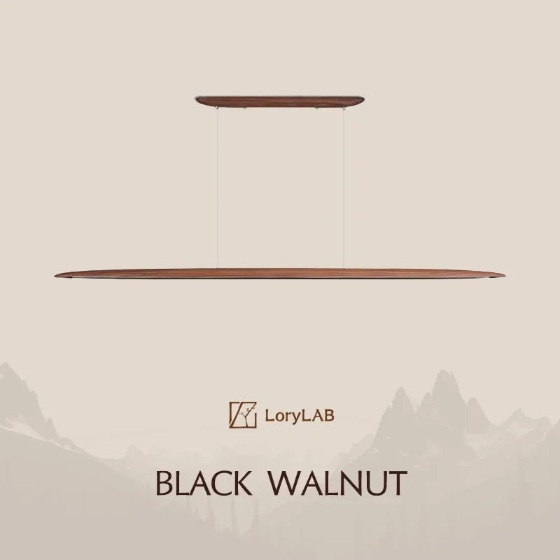 Modern LED Wooden Pendant Light Long Linear Hanging Lamp for Kitchen Island Office Bar Dining Living Room Pendant Lamp Lighting