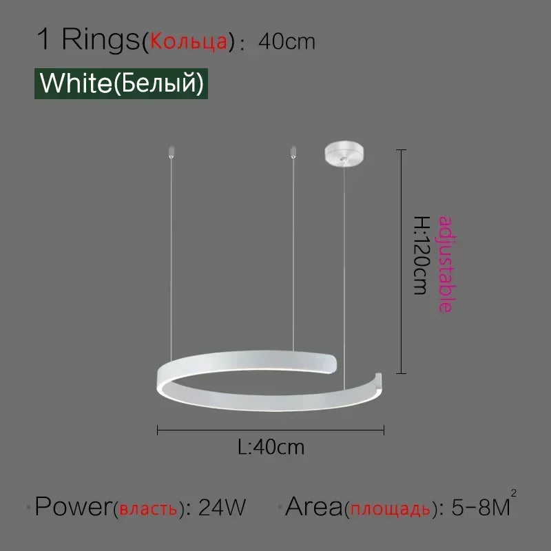 Nordic Designer Round LED Pendant Light - Modern Chandelier for Dining Room