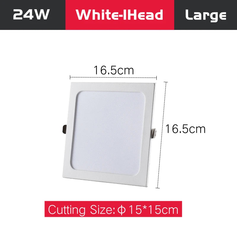 Ultra-Thin Square LED Recessed Downlight - 9W 12W 24W Ceiling Grille Panel