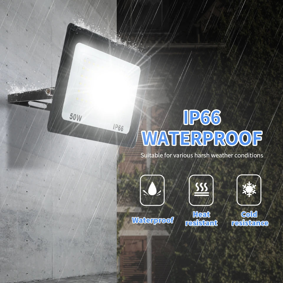 LED Flood Light Outdoor (10W to 200W) AC110V/220V - IP65 Waterproof Garden Spotlight & Exterior Wall Reflector Fixture