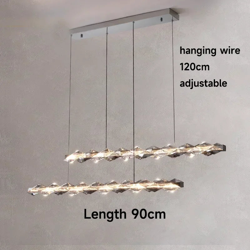 Chrome Modern Crystal Chandelier - Luxury LED Hanging Light for Living Room