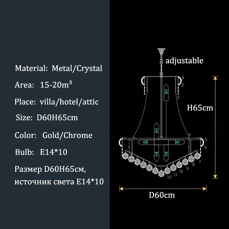 Luxury Crystal Chandeliers Villa Attic Stairs Lighting Lustre Decorate Indoor Living Room Loft Ceiling Pendant Lights Fixtures