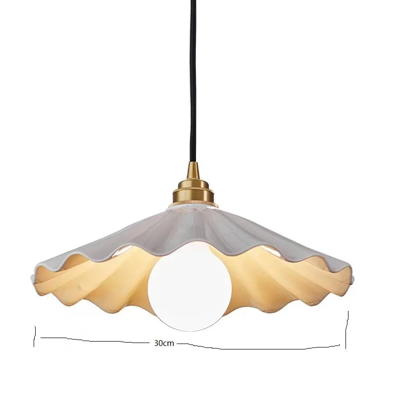 30cm White Ceramic LED Pendant Light - Modern Nordic & Japanese Style Hanging Ceiling Lamp Fixture for Bedroom, Dining Table & Living Room