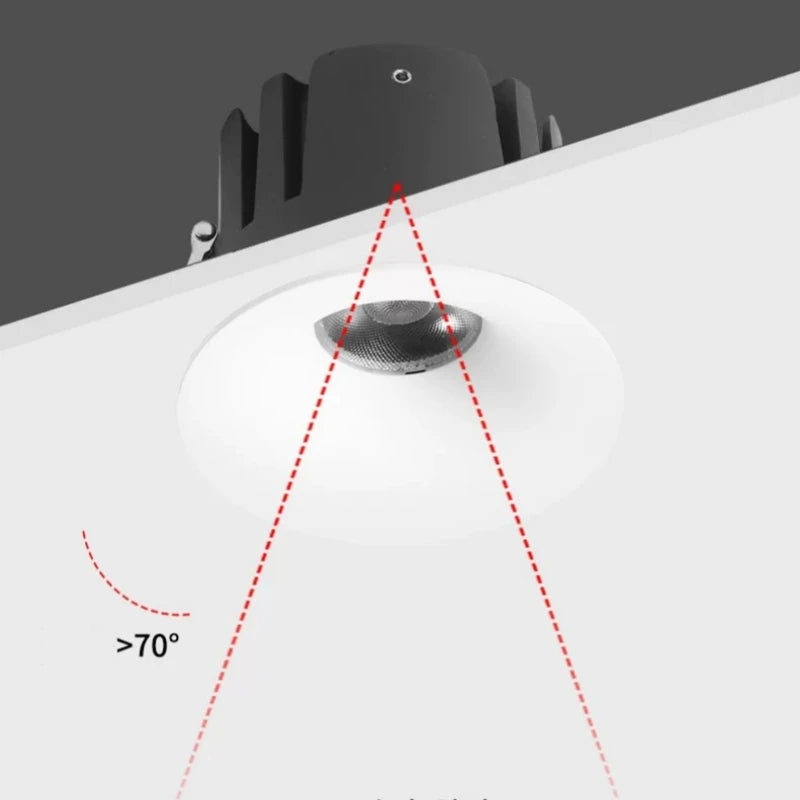 Curved Anti-Glare LED Recessed Downlight - 9W / 12W Dimmable Ceiling Spot