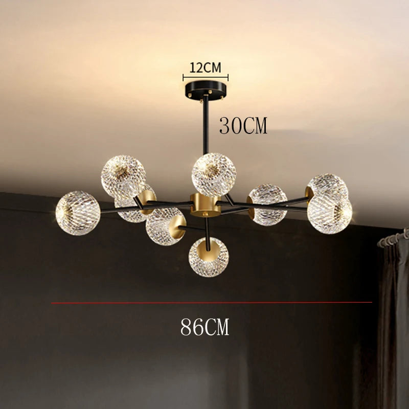 2026 for Nordic LED crystal spherical ceiling chandelier for dining living room bedroom luxury main light simple indoor