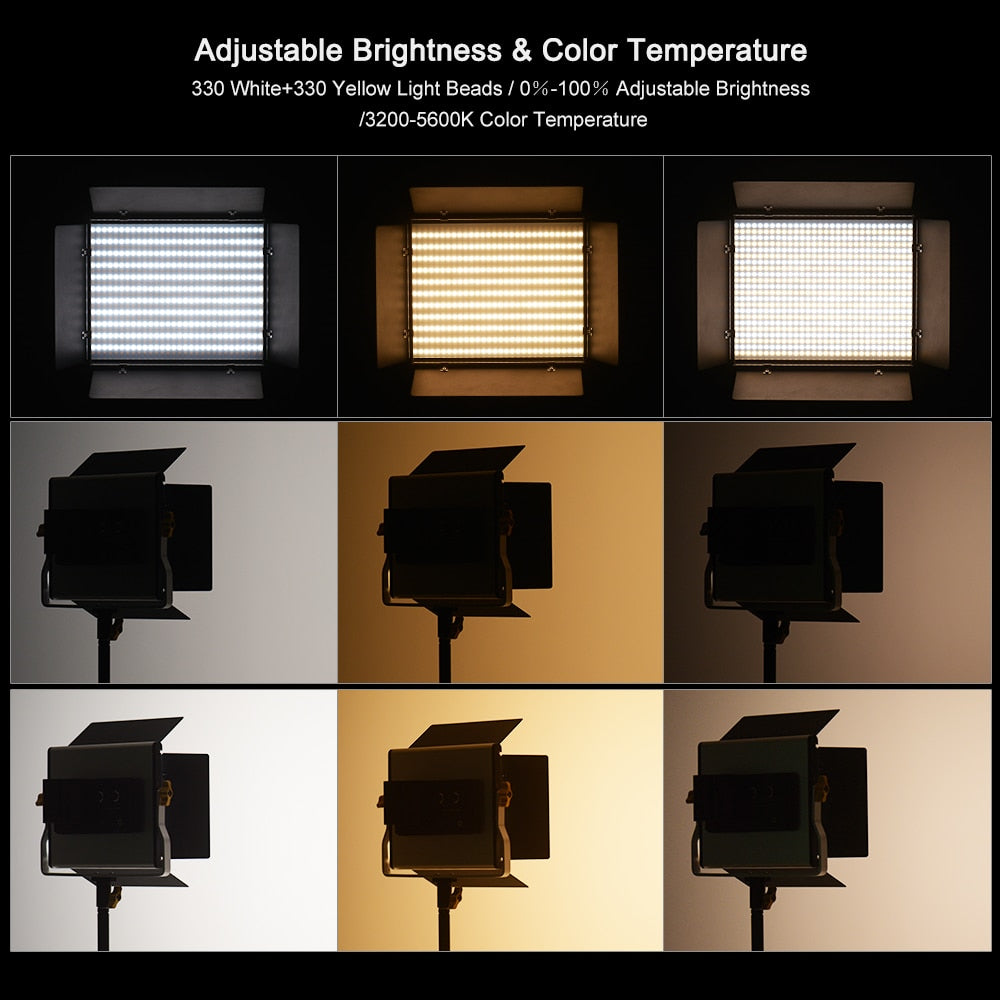 Andoer LED Video Light Light Panel with 78.7 Inches Light Stand 660 LED Bulbs 3200-5600K with Barndoor for Studio Photography