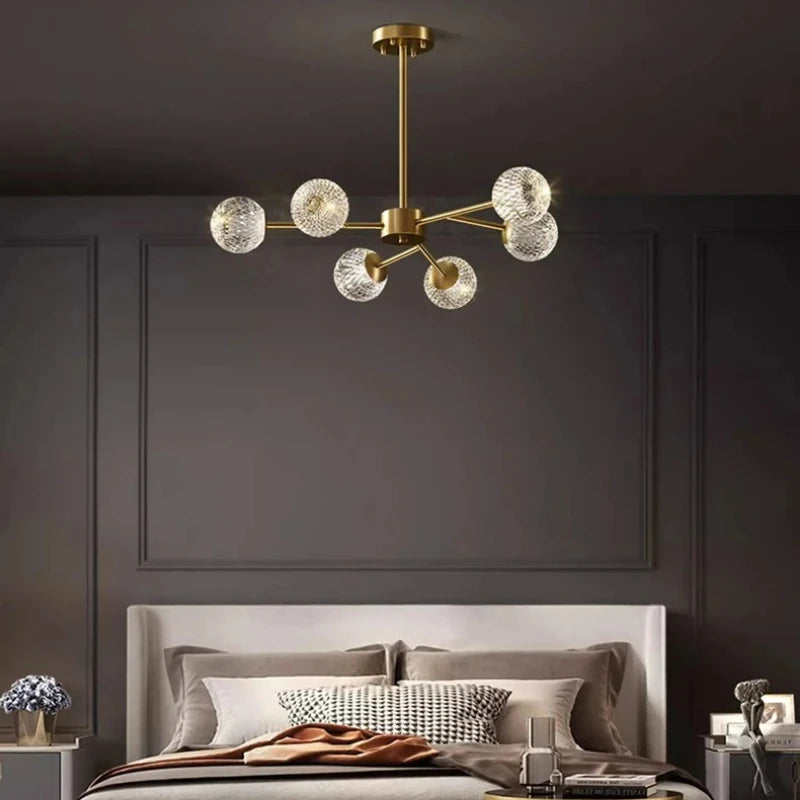 2026 for Nordic LED crystal spherical ceiling chandelier for dining living room bedroom luxury main light simple indoor