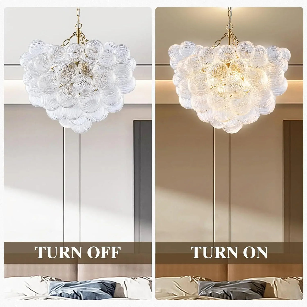 Artpad Nordic Glass Bubble Hanging Chandelier Bedroom Round Ball Ceiling Pendant Light LED Ceiling Chandelier for Living Room