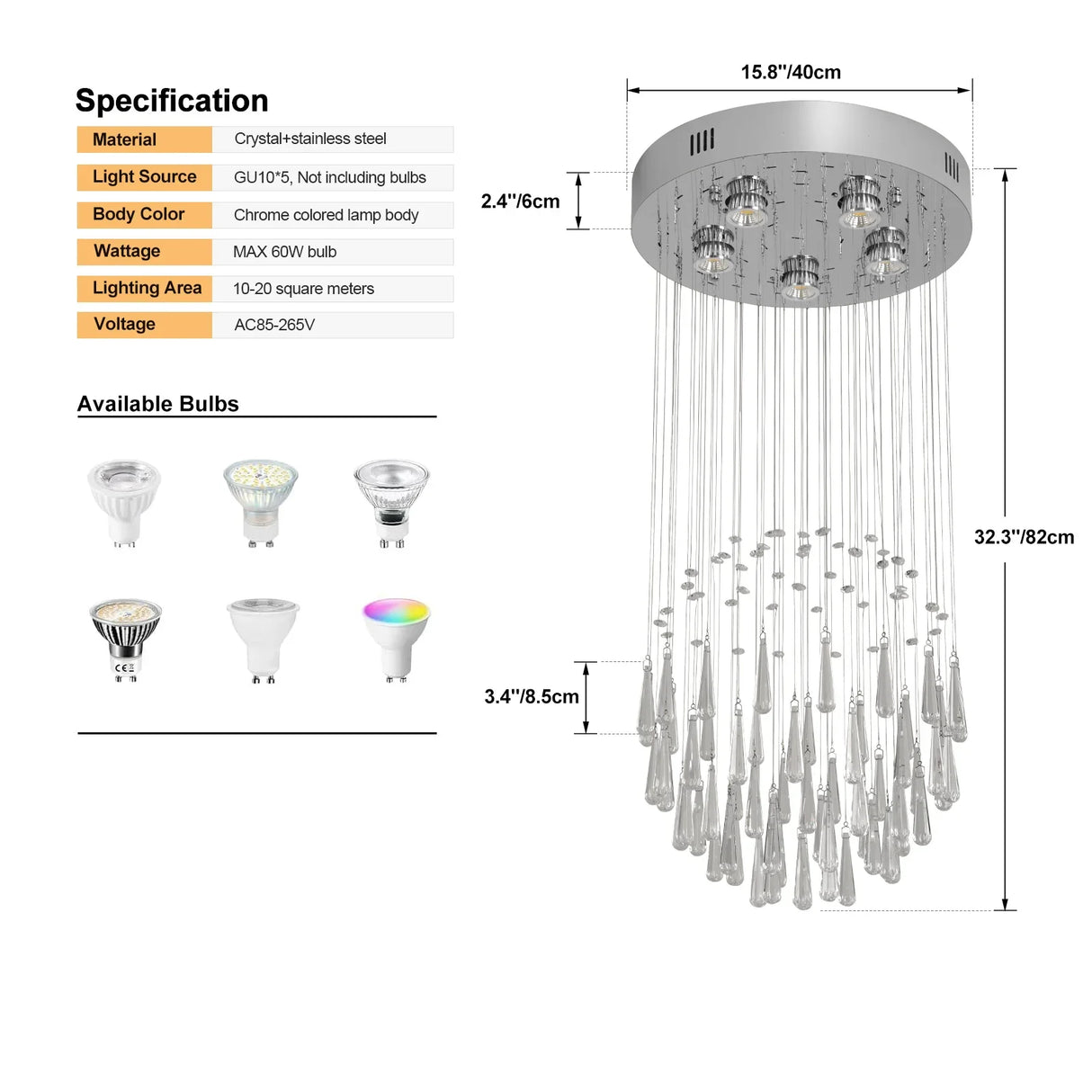 Crystal Droplight Led Pendant Light Modern Loft Stairs Chandelier Hanging Lustre Ceiling Lamp Home Appliance Decor Fixture