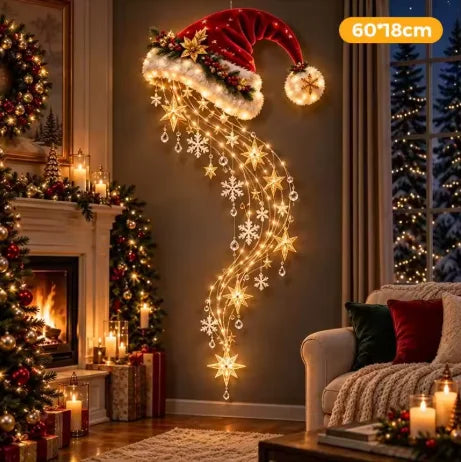 2027 Christmas Magic Trail Wall Light-LED Glowing Xmas Scene Wall Decoration,Santa Sleigh Reindeer Hanging Decor for New Year Pa