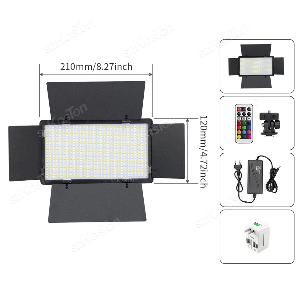 U800+ U600+ LED Video Light Photo Studio Lamp Bi-Color RGB Dimmable with Tripod Stand Remote for Photography Live Steaming