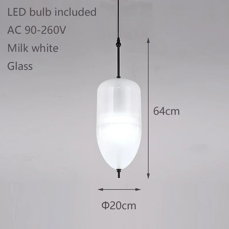 2026 Modern Simple Lake Blue Gradient Glass Pendant Lamp Designer Model Room Bedroom Restaurant Bar LED Chandelier Home Decor Li