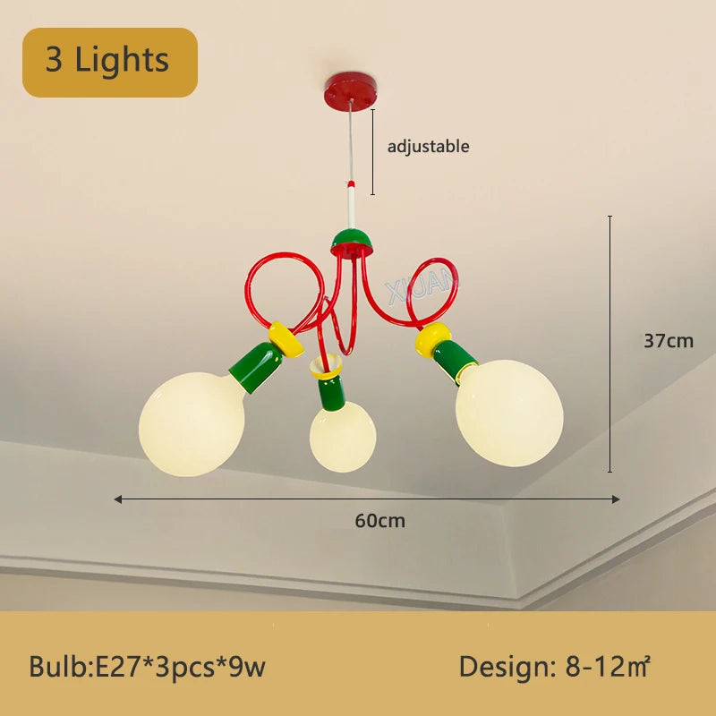 Memphis Design Classic Chandelier Lamps Red Green Colorful Hanging Light for Bedroom Livinng Room Restaurant Hotel Lighting