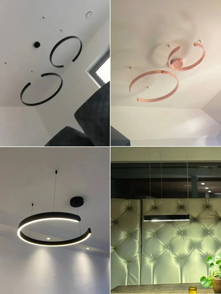 Nordic modern chandelier simple ring light led pendants round lamps