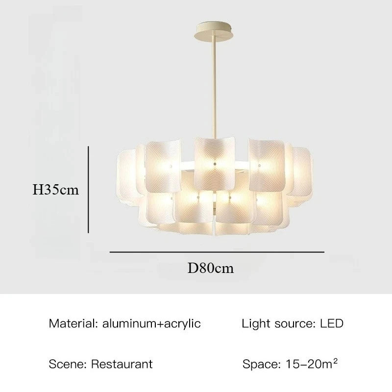 White Large Chandelier Minimalist Wabi Sabi Acrylic Lamp Dining Living Room Hotel Lobby Hanging Lamp Fixture