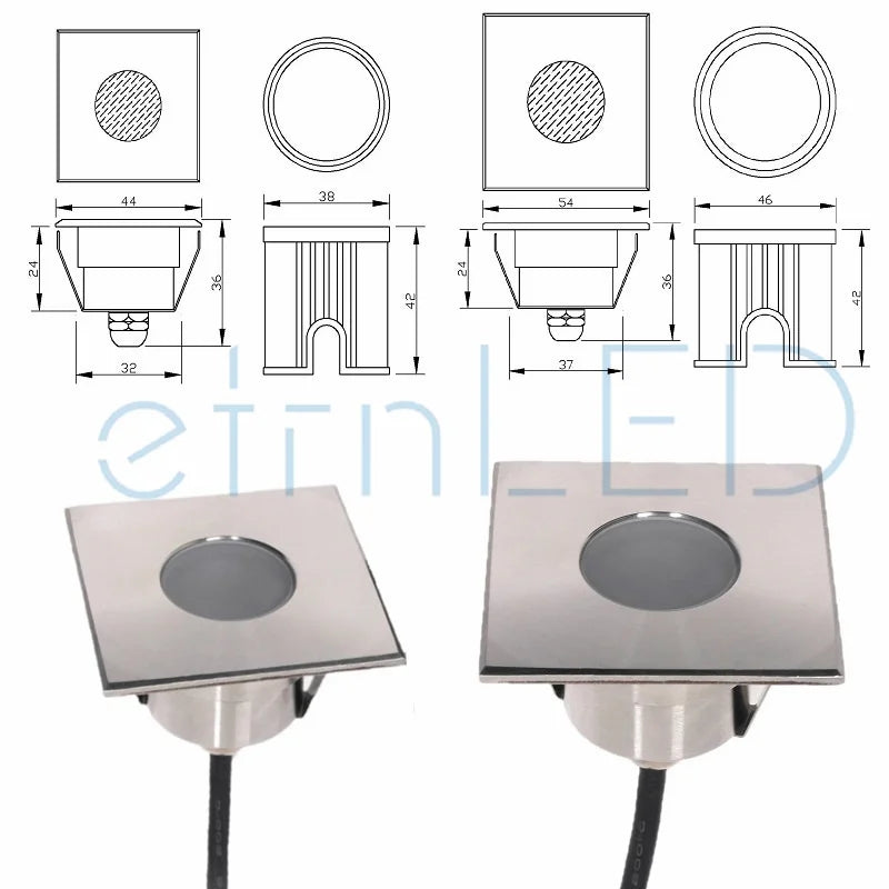 etrnLED Outdoor Garden Lights Waterproof Ground Spot 12V 24V Recessed Exterior Floor Terrace Deck Driveway Lawn Lamp RGB IP68