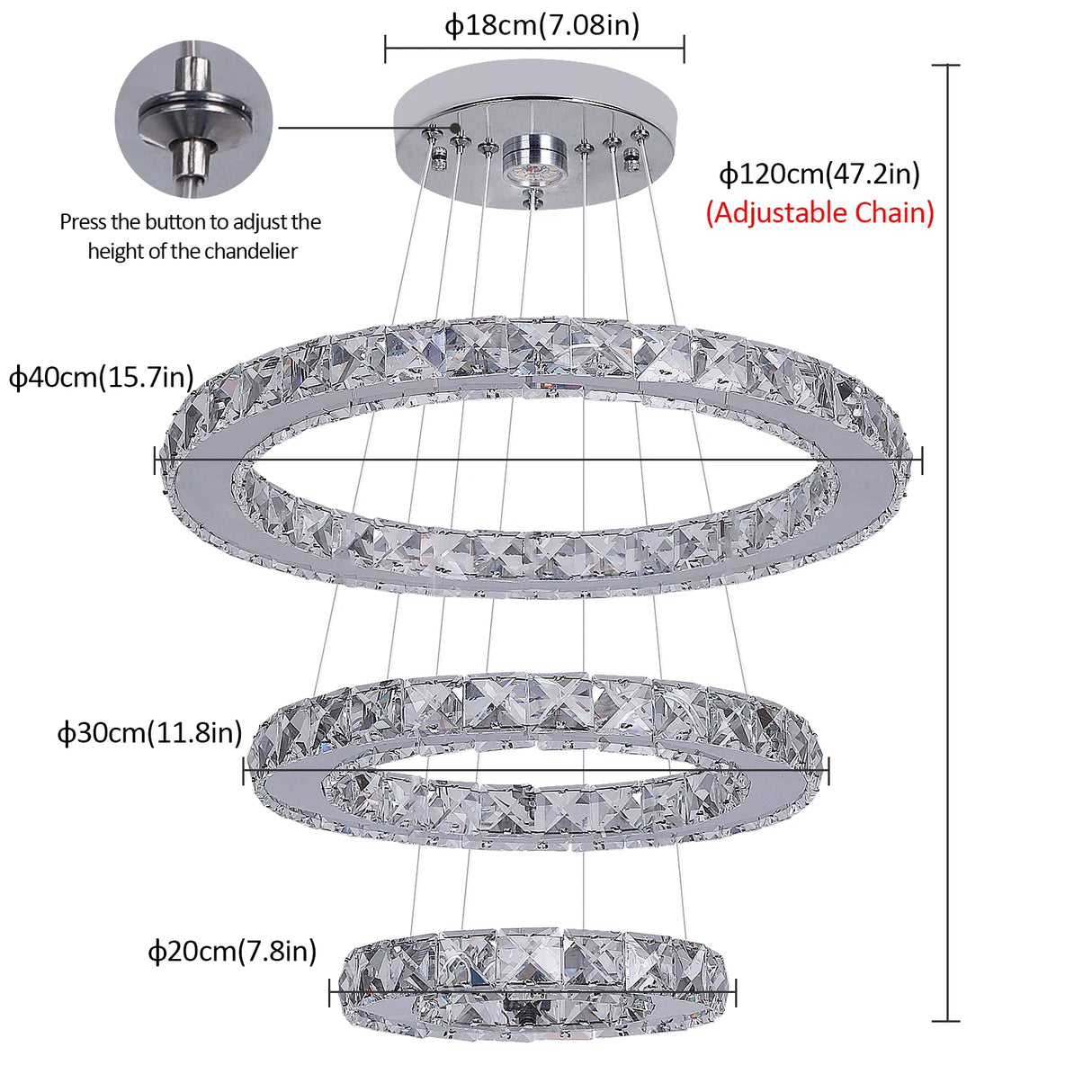French Luxury Crystal Chandelier - Modern LED Ceiling Light for Living Room