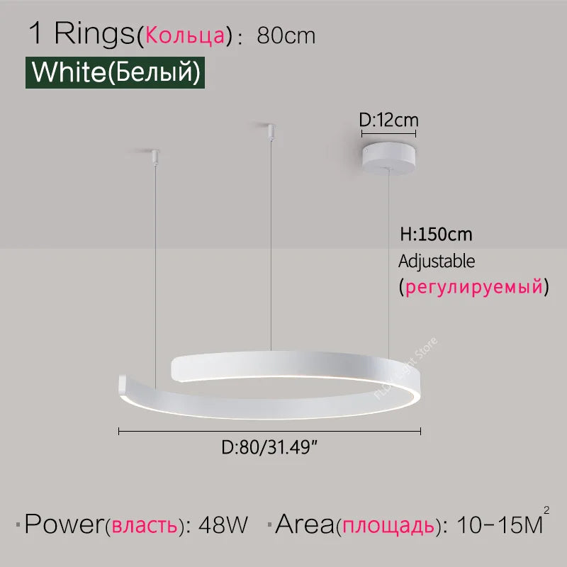 Nordic modern chandelier simple ring light led pendants round lamps
