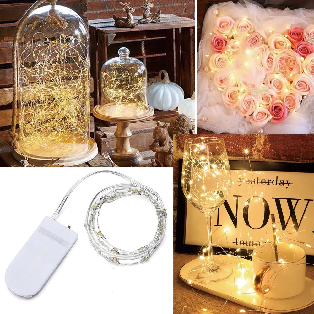 LED Fairy Lights Copper Wire Waterproof Garland 1m/2m/3m/5m DIY LED String Lights Christmas Party bedroom wedding Decoration