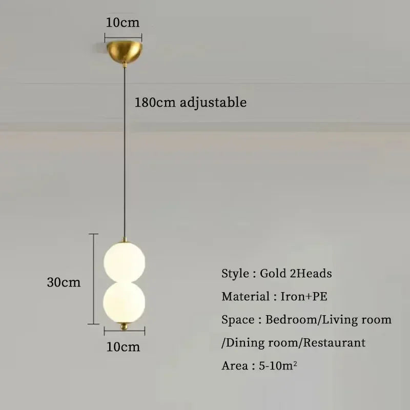 Bedroom Bedside LED Pendant Lights Ceiling Lamp for Living Dining Room Restaurant Indoor Lighting Decor PVC Ball Fixture Modern