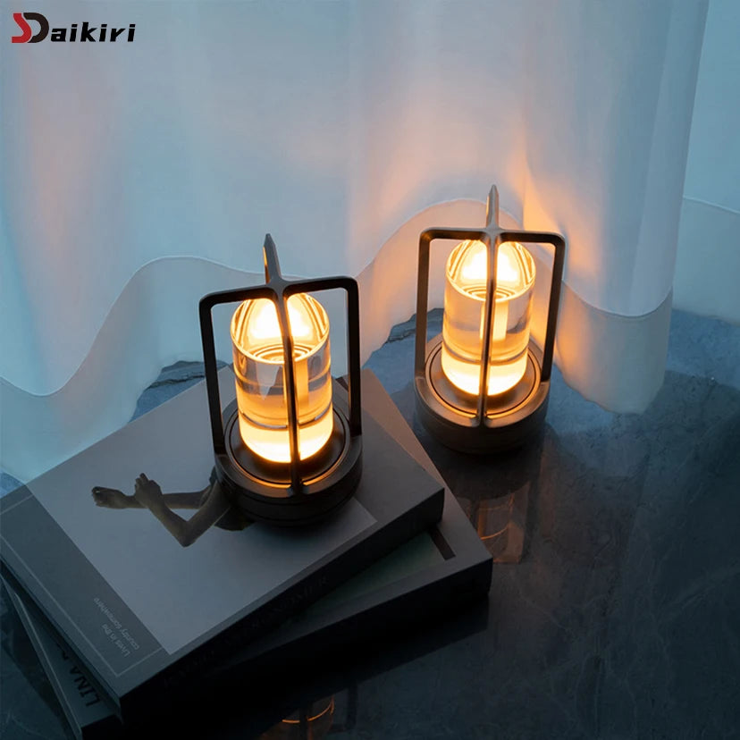 Aluminum Alloy Crystal Lamp LED Rechargeable Touch Table Lamp Restaurant Decoration Atmosphere Night Light Camping Creative Lamp