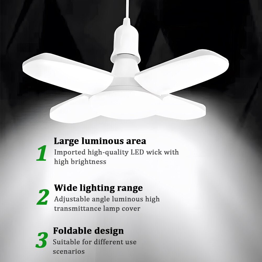 E27 LED Bulb Fan Blade 4+1 Leaf Lamp AC165-265V 28W Foldable Led Light Bulb Deformable Lampada Home Ceiling Light Garage Light