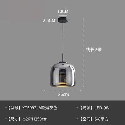 Zhongshan glass lighting fixtures Nordic modern minimalist bar counter restaurant chandelier living room art designer iron
