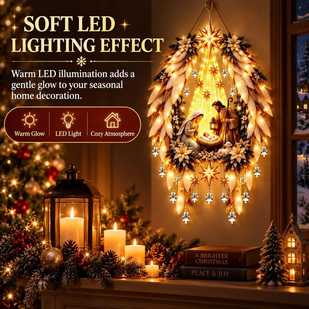 LED Angel Blessing Wall Light Wall Mounted Christmas Wall Decor Starglow Cascading Glowing Star Light Warm White Lights