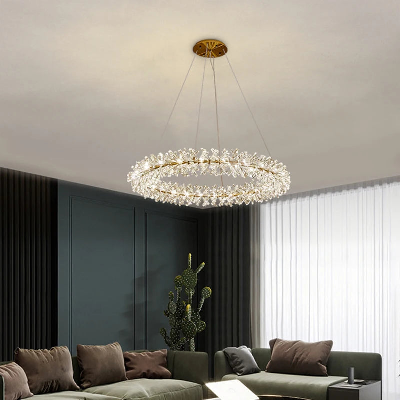 Nordic Modern Ceiling Chandelier Bedroom Dining Living Room Crystal Pendant Lamp Interior Decoration Firefly Garland LED Light