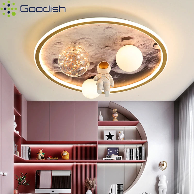 Modern Nordic Lunar Surface Astronauts-Shaped LED Ceiling Lights Art Lamps for Salonchildren Bedroom Home Decoration Chandeliers