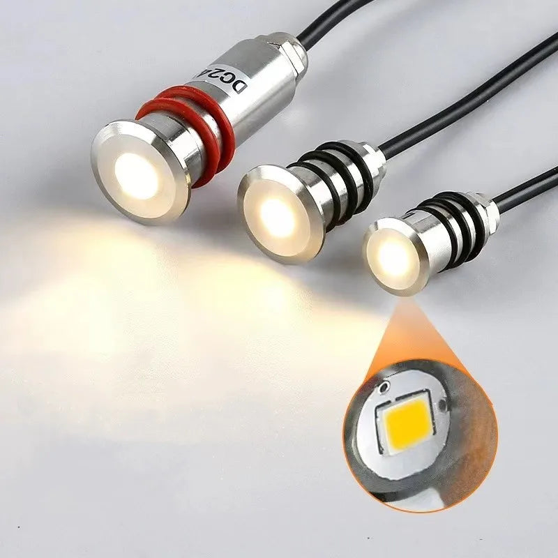 DC12V 24V LED Mini Underwater Light IP68 Waterproof Underground Lamp Spotlight Stainless Steel for Pool Stair Step Pathway Deck