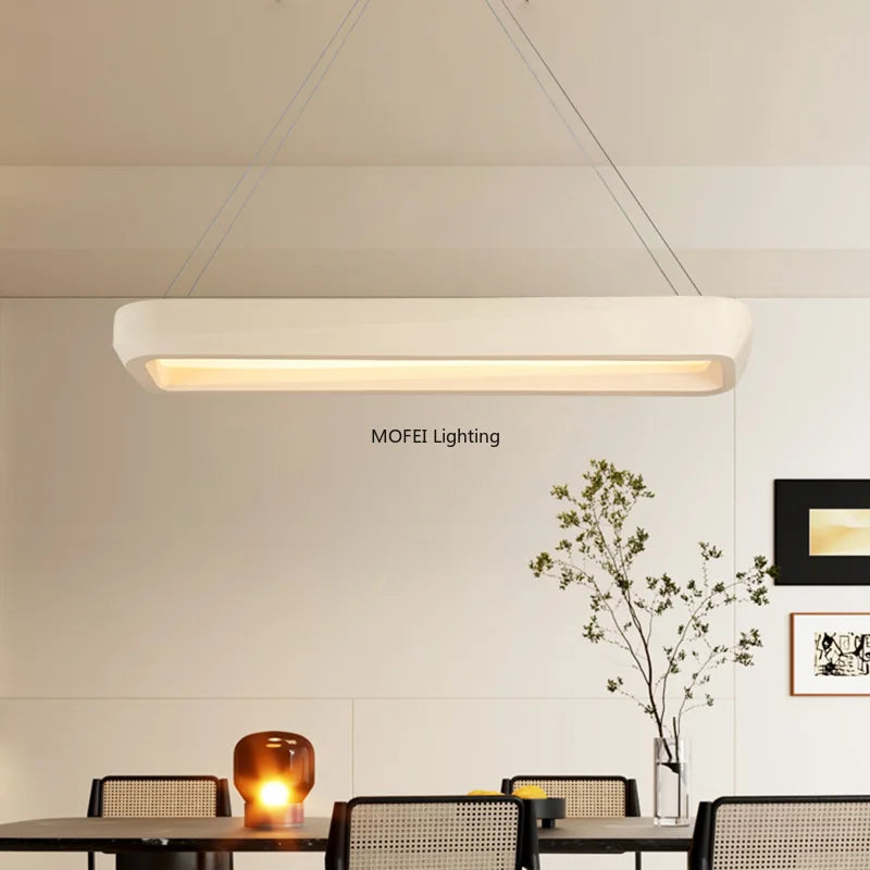 Minimalist Wabi Sabi Dining Room Rectangle Pendant Lights Coffee House Bar Bedroom Lamp Nordic New Style Dining Table Chandelier