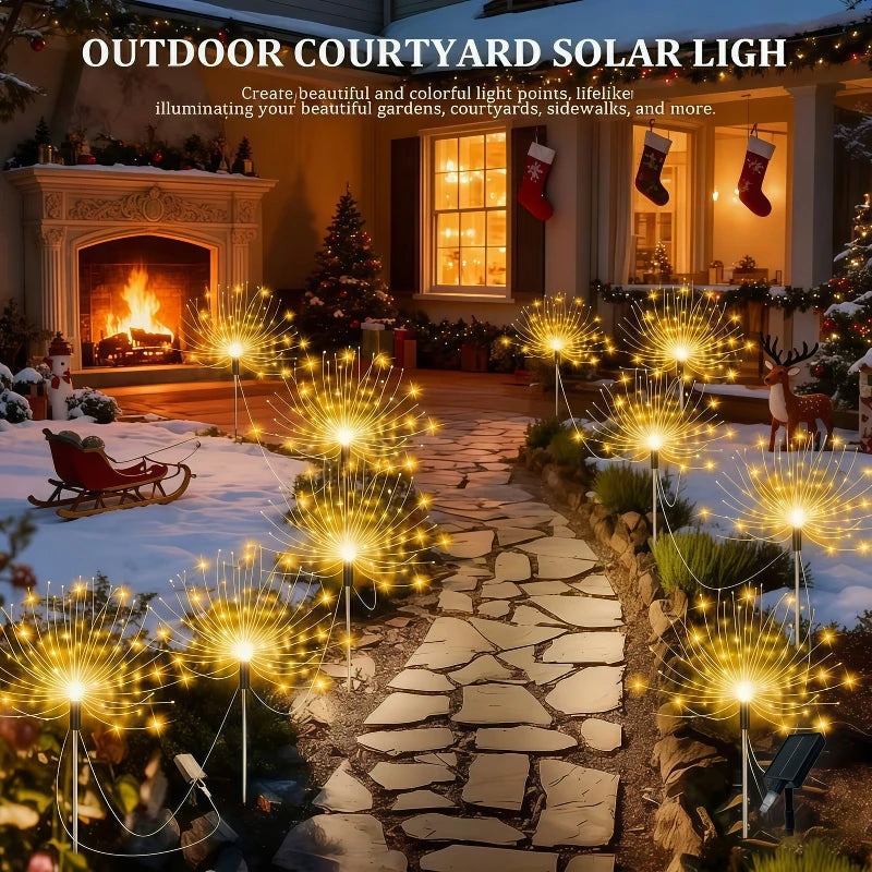 4pcs/6pcs Outdoor Solar Garden Lights Outdoor Solar Smart Firework Lights for Garden Patio Outdoor Holiday Decorations