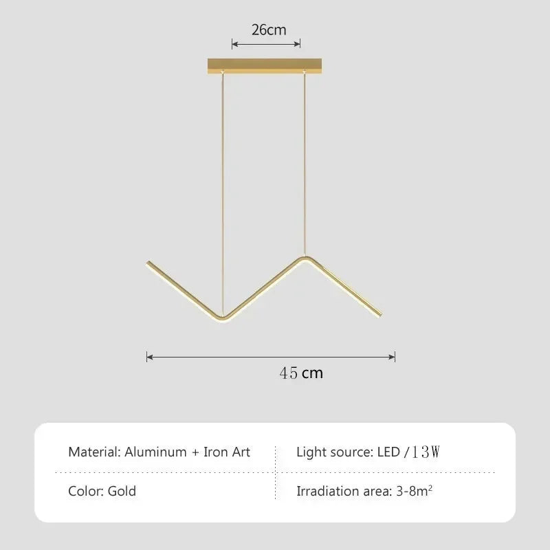 Modern LED Pendant Light Nordic Gold Hanging Chandelier For Tubular Restaurant Kitchen Office Coffee Indoor Decorative Lamps