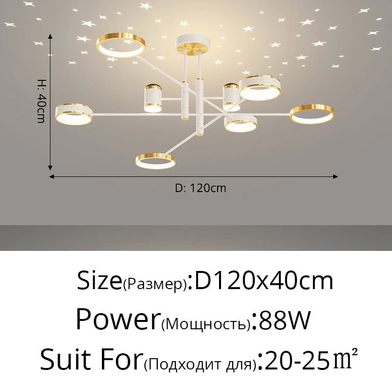 2025 Modern LED Chandelier For Living Room Bedroom Dining Room Kitchen Smart Remote Ceiling Pendant Light Indoor Decorative Lamp