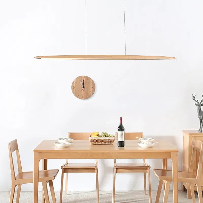 Modern Wooden Linear Pendant Light - Nordic LED Kitchen Island Hanging Lamp