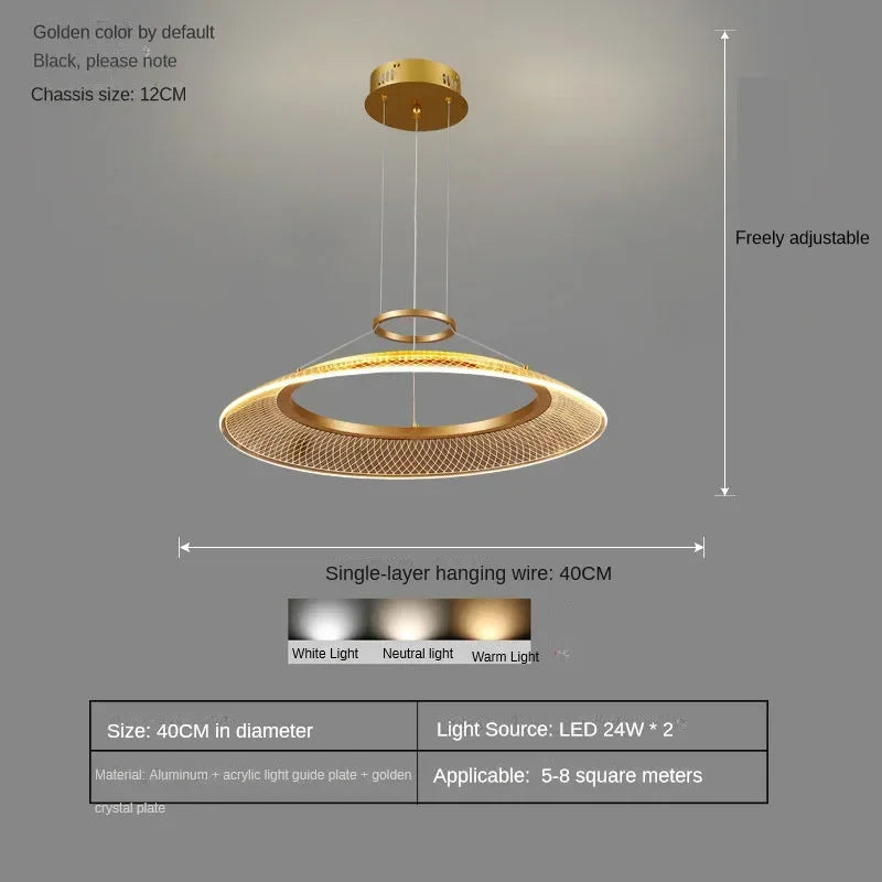 Modern LED Screw Living Room Chandelier Luxury Ring Villa Pendant Lamp Atmosphere Kitchen Island Art Decoration Lighting Fixture