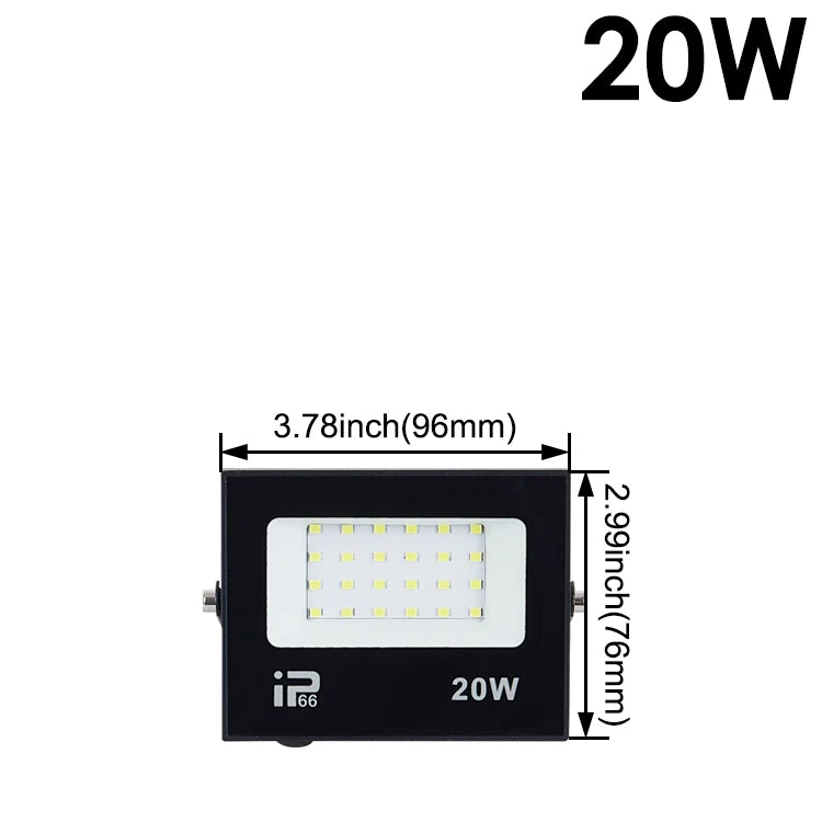 LED Flood Light Outdoor Spotlight (10W–100W) 220V - 6500K Daylight IP66 Waterproof Wall Lamp for Garage, Gym & Street