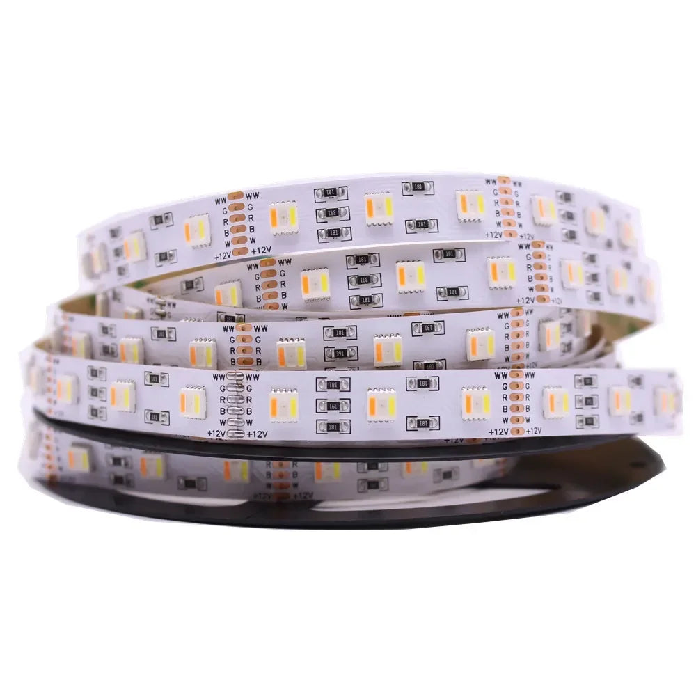 12V 24V 48V 5050 RGBCCT LED Strip RGB White+Warm White,5 Color in 1 LED Chip,60/96/112 LED/M IP20 IP65 IP67 Waterproof LED Tape